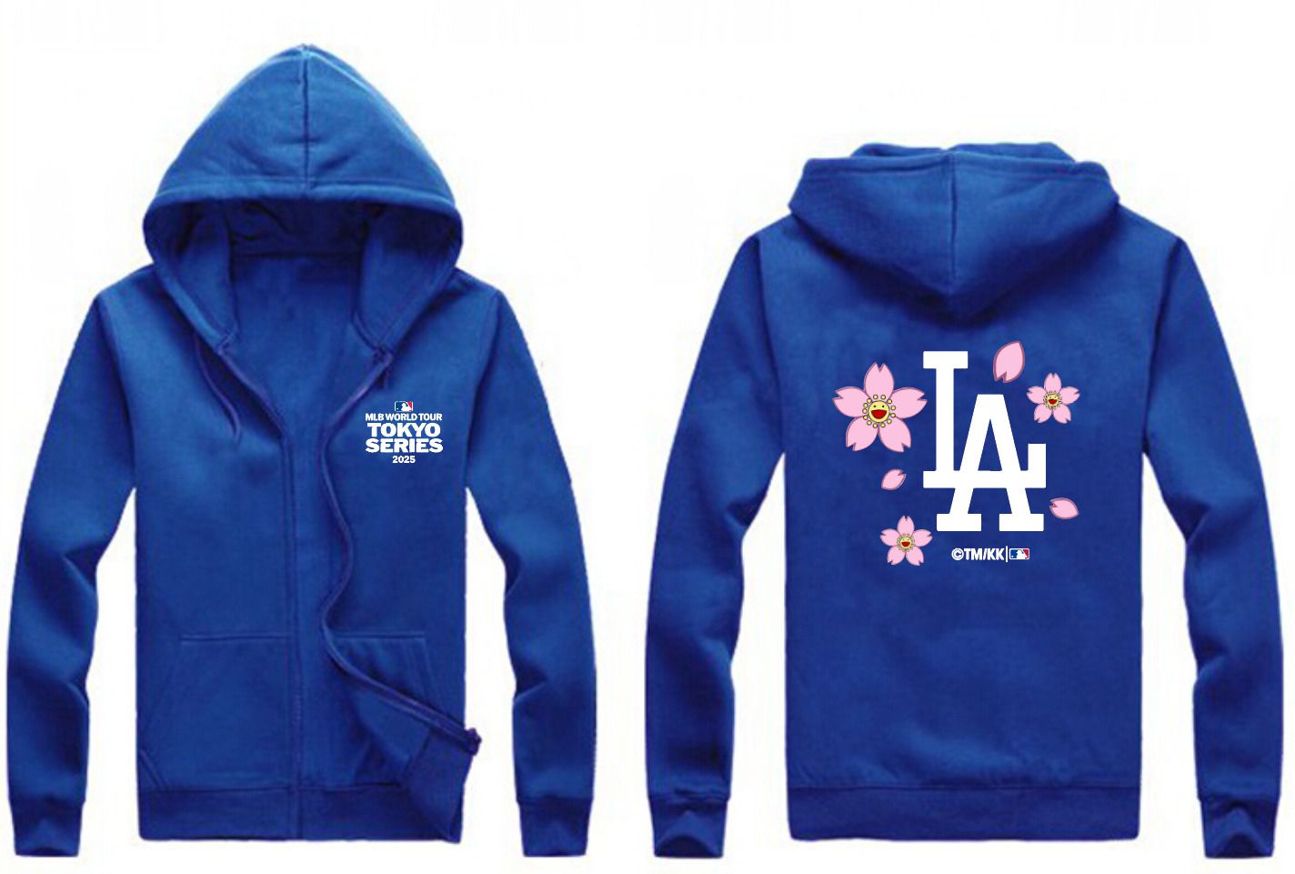 Men Los Angeles Dodgers Blank Blue Zipper hoodie 2025 MLB Jersey style 1